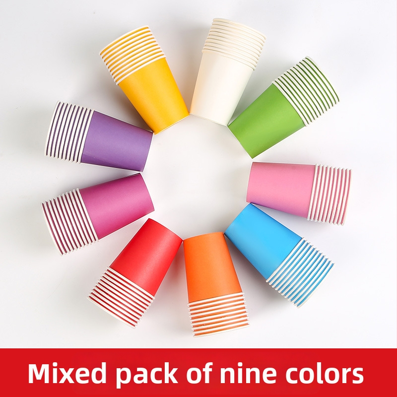 Jednorázové detské papierové poháre na DIY výtvarné projekty - potiahnutý kartón, biologicky rozložiteľné, 45–50 ks na balenie, značka Oujiahui, pôvod Hebei