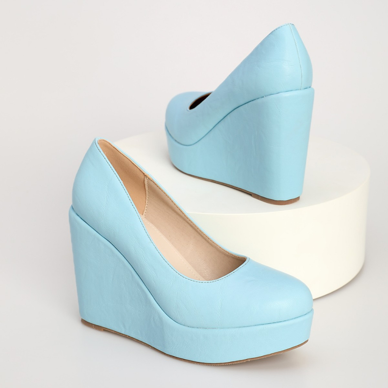 Pantofi dama cu platformă slip-on (6–8 cm) — vârf rotund, partea superioară textilă, căptușeală velur, PU talpă