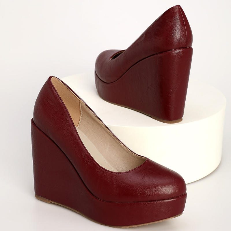 Pantofi dama cu platformă slip-on (6–8 cm) — vârf rotund, partea superioară textilă, căptușeală velur, PU talpă