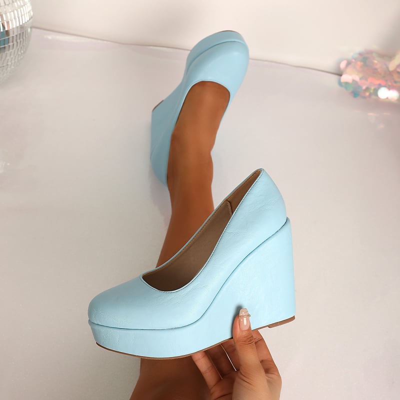 Pantofi dama cu platformă slip-on (6–8 cm) — vârf rotund, partea superioară textilă, căptușeală velur, PU talpă