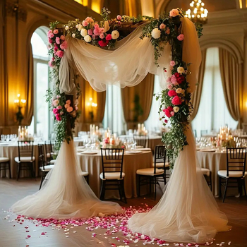 Sieťovaná záves na svadbu, zosilnený Oxford materiál, európsky štýl, vlastné spracovanie, kód produktu 056