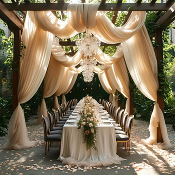 Sieťovaná záves na svadbu, zosilnený Oxford materiál, európsky štýl, vlastné spracovanie, kód produktu 056