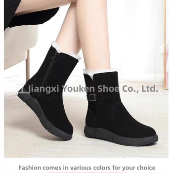 Moteriški store sniego batai su vilniniu įdėklu — aukštas viršus iš PU, guminis padas, šoninis užtrauktukas, platformos stilius