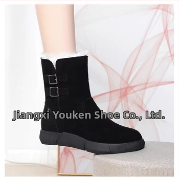 Moteriški store sniego batai su vilniniu įdėklu — aukštas viršus iš PU, guminis padas, šoninis užtrauktukas, platformos stilius