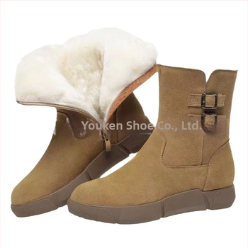 Moteriški store sniego batai su vilniniu įdėklu — aukštas viršus iš PU, guminis padas, šoninis užtrauktukas, platformos stilius