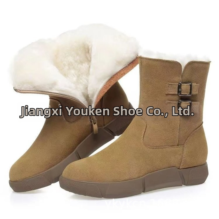 Moteriški store sniego batai su vilniniu įdėklu — aukštas viršus iš PU, guminis padas, šoninis užtrauktukas, platformos stilius