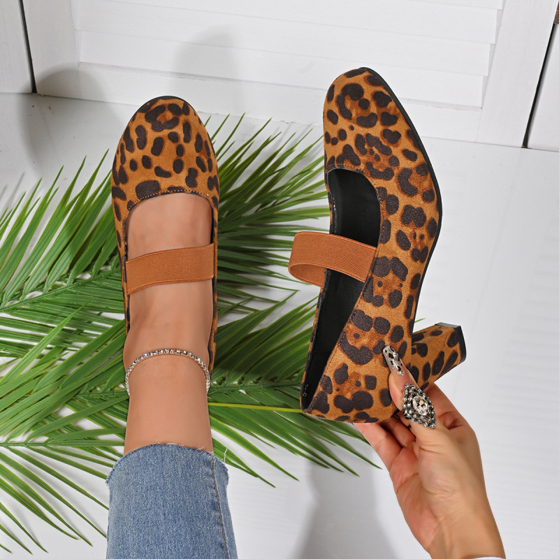 Pantofi femei Mary Jane vintage, velur upper, vârf rotund, toc gros, gleznă joasă, primăvara 2025