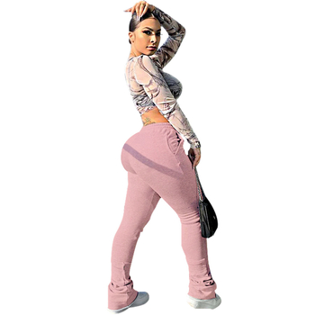 Pantaloni de damă cu panouri din catifea, căptușeală din fleece, amestec poliester-spandex, stil urban relaxat