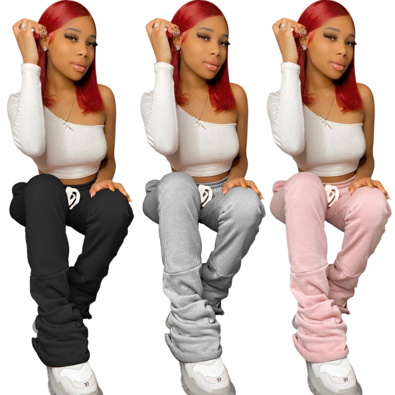 Pantaloni de damă cu panouri din catifea, căptușeală din fleece, amestec poliester-spandex, stil urban relaxat