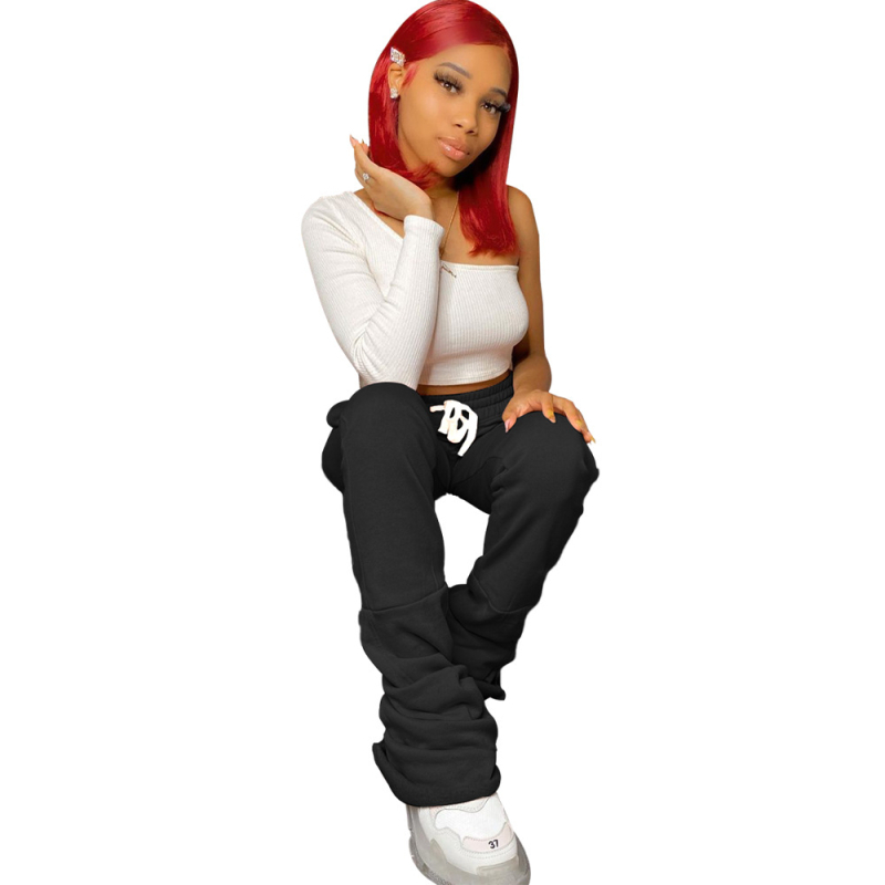 Pantaloni de damă cu panouri din catifea, căptușeală din fleece, amestec poliester-spandex, stil urban relaxat