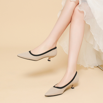 Pantofi femei plat, vârf ascuțit, din microfibră, talpă din cauciuc