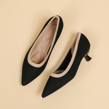 Pantofi femei plat, vârf ascuțit, din microfibră, talpă din cauciuc