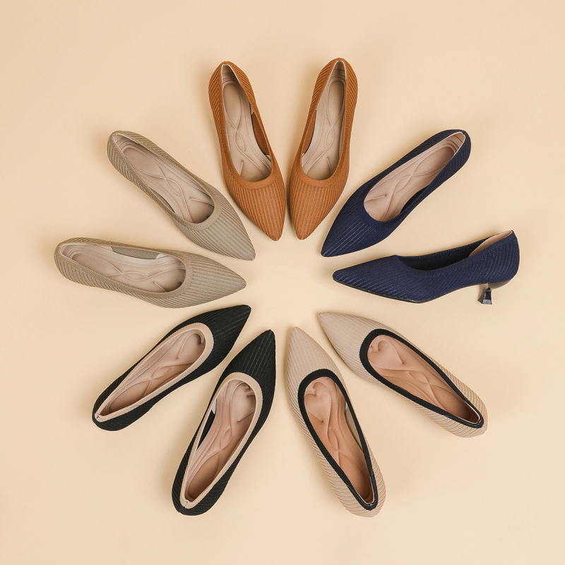 Pantofi femei plat, vârf ascuțit, din microfibră, talpă din cauciuc