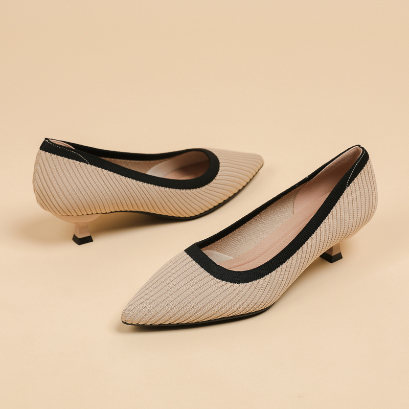 Pantofi femei plat, vârf ascuțit, din microfibră, talpă din cauciuc