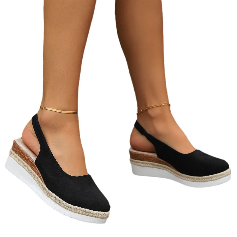 Moteriški sandalai su vienu dirželiu, apvaliu pirštų gali, uždaros nugaros, sagtis vienoje eilutėje, 2024 m. vasara