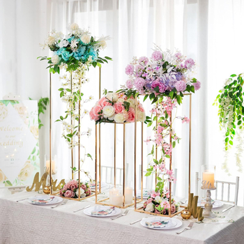 Suport de flori din fier, decor pentru amenajarea spațiilor de evenimente, ramă geometrică pătrată, stil Nordic modern, cod Dr-240110