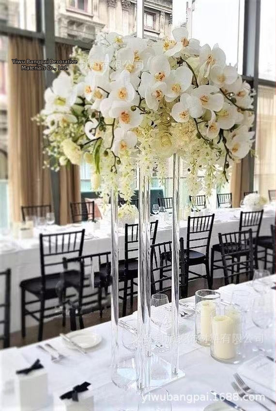 Štvorcový akrylový stojan na kvety, ozdobná váza pre svadbu