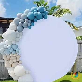 Комплект за сватбена аркова рамка с еластична метална конструкция, кръгъл фонов плат и покривки за столове | полиестер, комплект за столове за сватба, хотелски стил