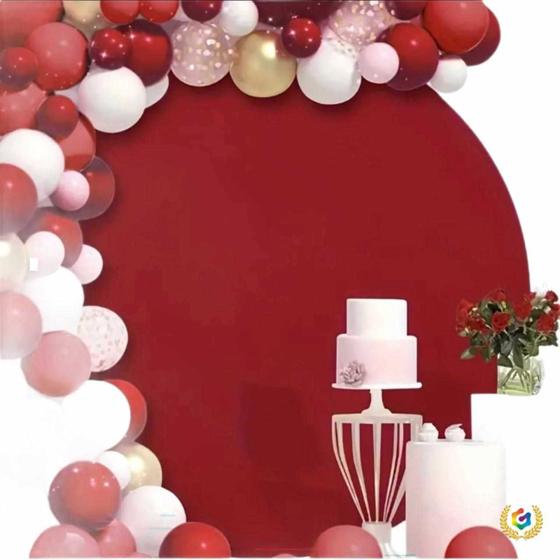 Комплект за сватбена аркова рамка с еластична метална конструкция, кръгъл фонов плат и покривки за столове | полиестер, комплект за столове за сватба, хотелски стил