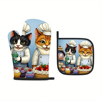 Dvojdielne rukavice na pečenie, prispôsobiteľný vzor, bavlna, izolácia proti popáleninám, vysoká teplotná odolnosť