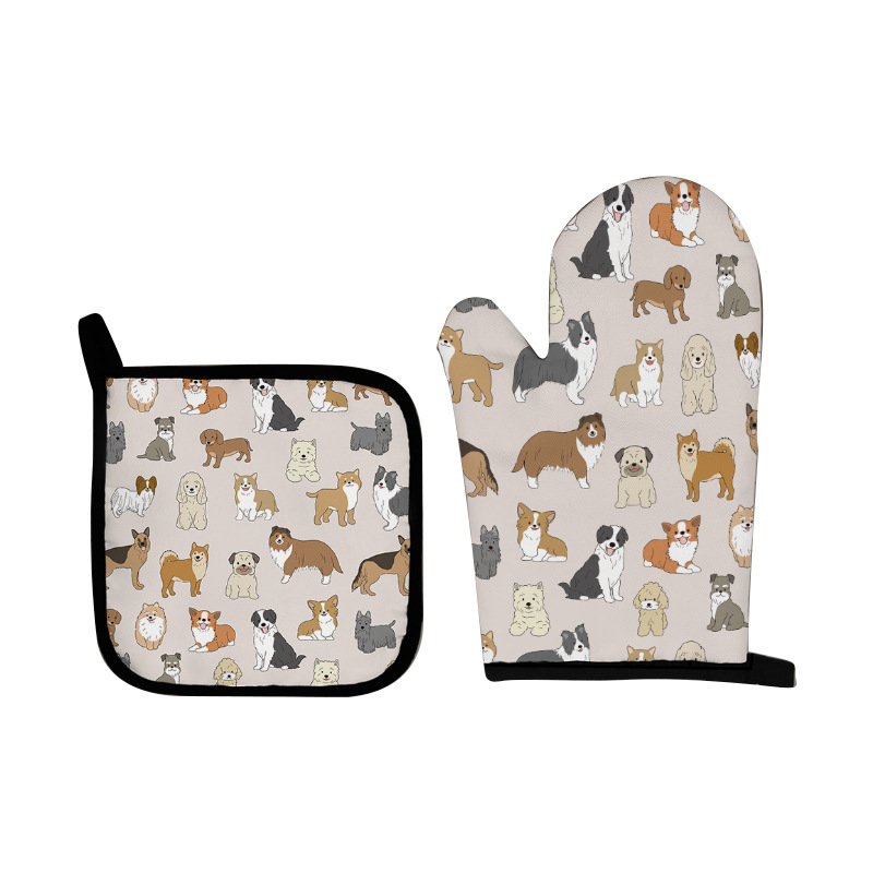 Dvojdielne rukavice na pečenie, prispôsobiteľný vzor, bavlna, izolácia proti popáleninám, vysoká teplotná odolnosť