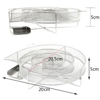 Kruhová mriežka z nehrdzavejúcej ocele na gril – košík na studené fajčenie pre grilovanie (prenášateľný, bez elektriny, odolný voči hrdzi)