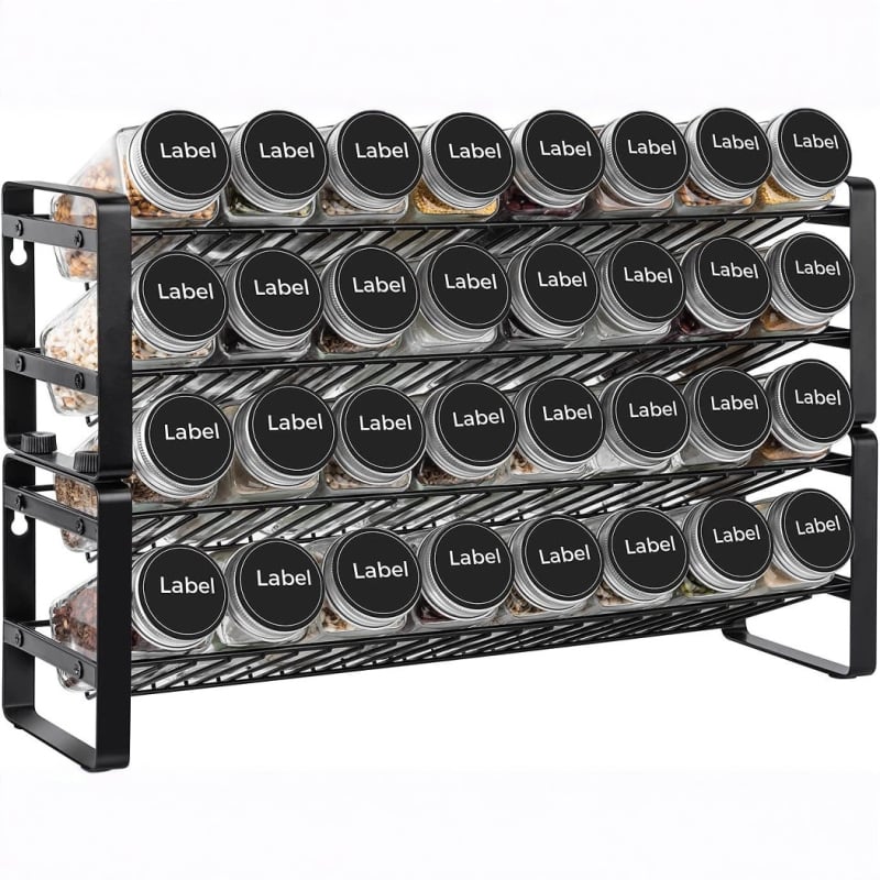 Štvoreposchodový kovový stojan na koreniny, nástenný a skladací