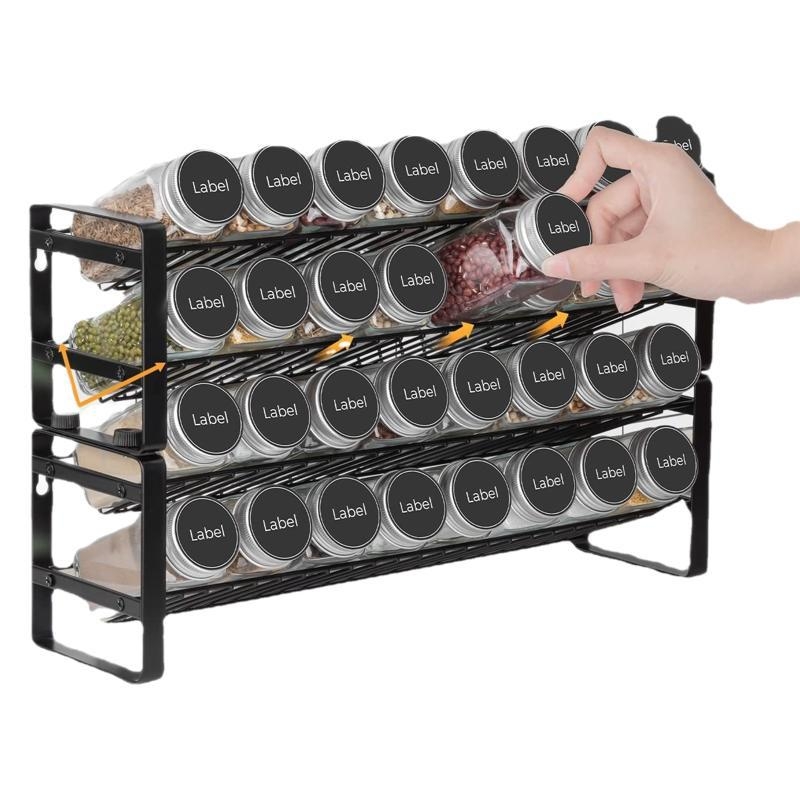 Štvoreposchodový kovový stojan na koreniny, nástenný a skladací