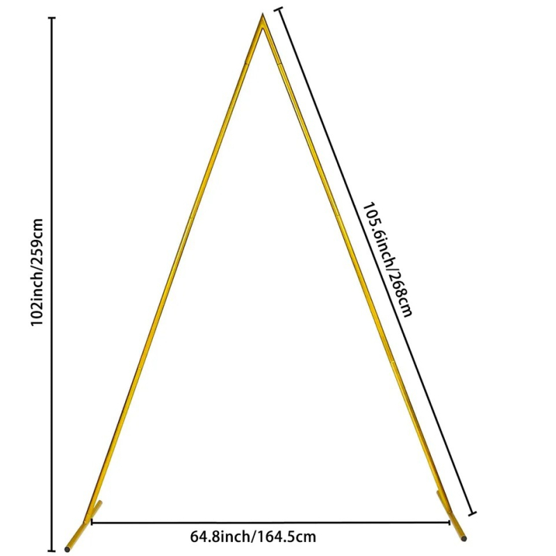 Trojuholníkový kovový rám na pozadie pre svadobný oblúk, železo, prispôsobiteľný
