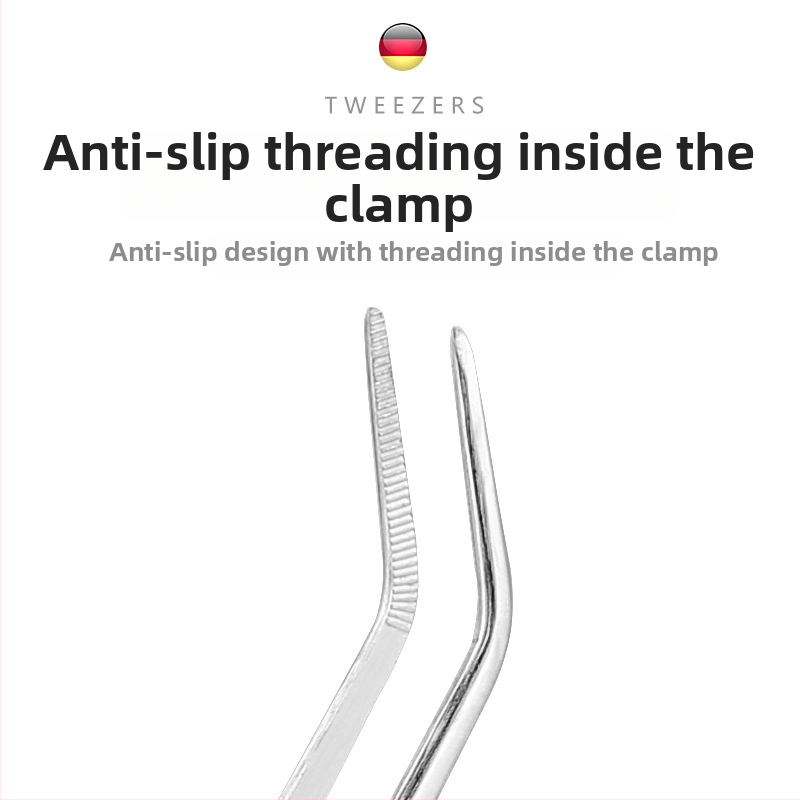 Kõrvapincetid pistoliformis roostevabast terasest 304, käepide ja ots roostevabast terasest; seeria püstol- ja põlvekujuline pincetid