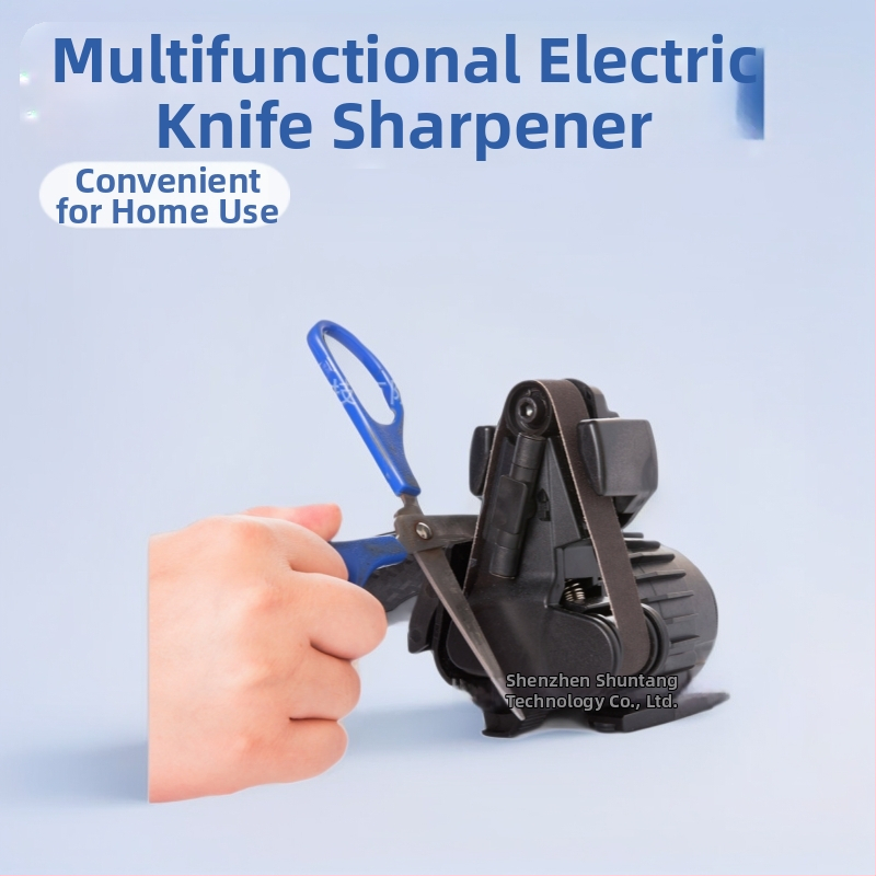 Viacúčelný elektrický ostrič nožov a nožníc s plynulou reguláciou rýchlosti, plastové puzdro, pre domáce použitie, možnosť súkromnej značky