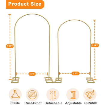 Sinjoy Kovová svadobná oblúková konštrukcia s rámom pozadia pre balóniky, prispôsobiteľná, balená v kartóne