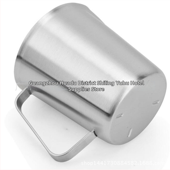 Merací pohár z nerezovej ocele 304 s integrovanou stupnicou, vhodný na čaj s mliekom a kávu; viaceré modely s čiarami a tolerancia ±100 ml.