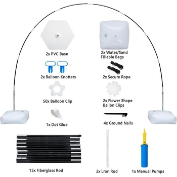 Set ramă arc baloane cu bază, TPU, baloane tip Landing Ball, formă de inimă