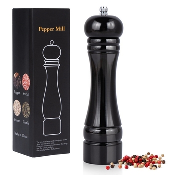 Χειροκίνητος μύλος πιπεριού με γυαλιστερή vintage επιφάνεια — άλεση πιπεριού, θαλασσινό αλάτι και μπαχαρικά