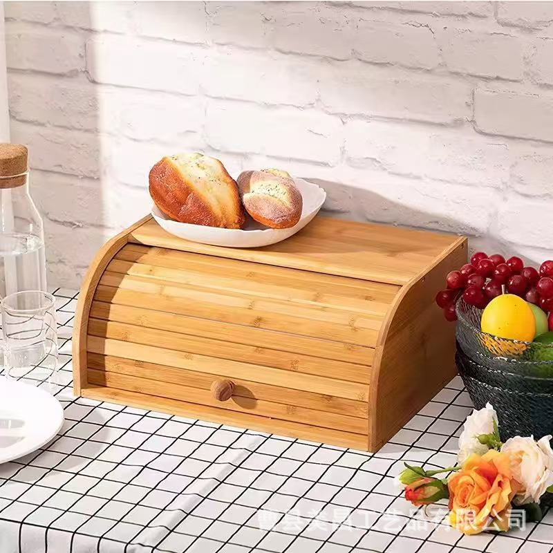 Kutija za kruh od bambusa s preklopnim poklopcem, drvena stolna kutija za skladištenje, višenamjenska, jednoslojna