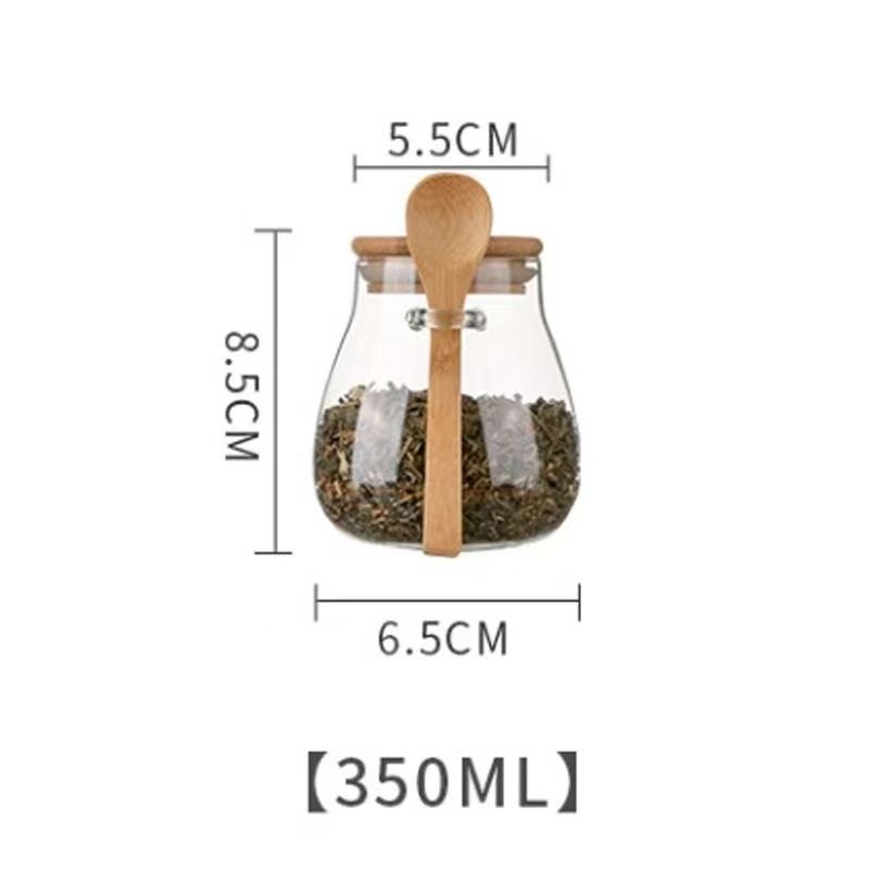 Staklena posuda za čaj s žličicom — visoko borosilikatno staklo, ručno oslikana površina, stil nacionalnog trenda, mogućnost otiska logotipa