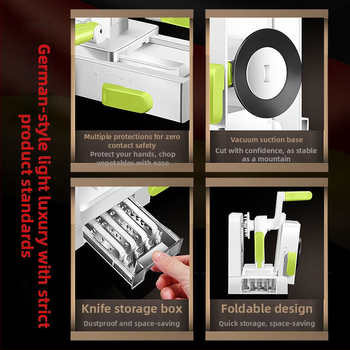 Ručný viacfunkčný krájač zeleniny s vnútorným strúhačom na zemiaky a mrkvu — AKL, konštrukcia z 420 tool steel + PS + TPR + ABS