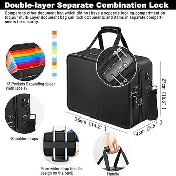 12-priehradková ohňovzdorná a vodeodolná akordeónová taška na súbory, z materiálu silikónového kompozitu, so zámkom