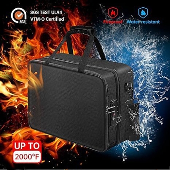 12-priehradková ohňovzdorná a vodeodolná akordeónová taška na súbory, z materiálu silikónového kompozitu, so zámkom