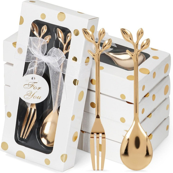 Sada príbora Tree Leaf – vidlička a lyžica, zliatina zinku, leštenie do zrkadla, moderný štýl, značka Lengteng