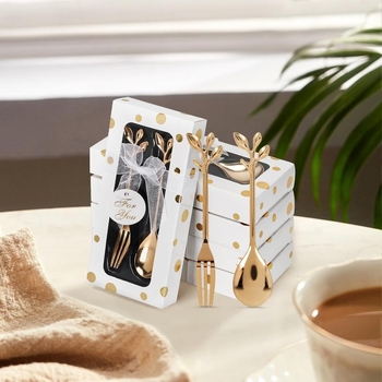 Sada príbora Tree Leaf – vidlička a lyžica, zliatina zinku, leštenie do zrkadla, moderný štýl, značka Lengteng