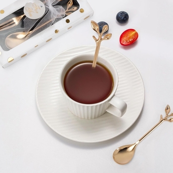 Sada príbora Tree Leaf – vidlička a lyžica, zliatina zinku, leštenie do zrkadla, moderný štýl, značka Lengteng