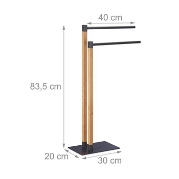 Podlaha vešiak na uteráky a kúpeľňu, 2 úrovne, kov/drevo, leštený povrch, nosnosť 3
