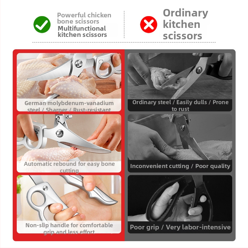 Paisley virtuvės žnyplės – nerūdijantis plienas, maisto kokybės, daugiafunkcinės, kaulų pjaustymas