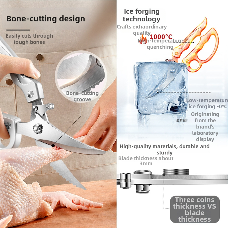 Paisley virtuvės žnyplės – nerūdijantis plienas, maisto kokybės, daugiafunkcinės, kaulų pjaustymas