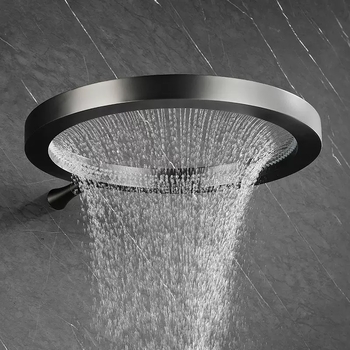 Meďový vodopádový sprchový hlav – zabudovaný, dážď funkcia, chrómovaný povrch, model Waterfall shower, montáž do steny, 0-90°C