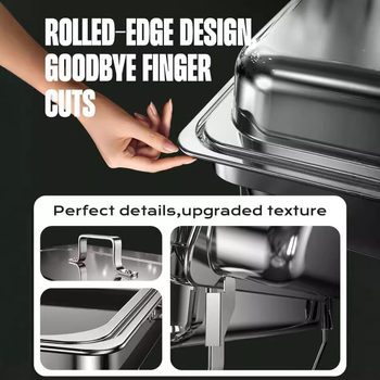 Nerezová oceľová bufetová platňa – alkoholový varič, set, model BFL, 3,3 kg, hĺbka 10 cm