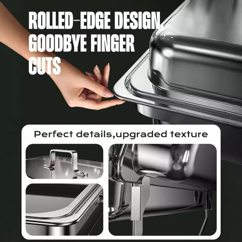 Nerezová oceľová bufetová platňa – alkoholový varič, set, model BFL, 3,3 kg, hĺbka 10 cm