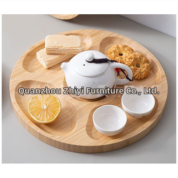 päťpriehradkový tanier na ovocie z bambusu, drevený, moderný minimalistický dizajn